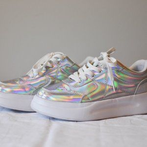 Funky Silver Iridescent Sneakers Womens 6.5 - Like New!